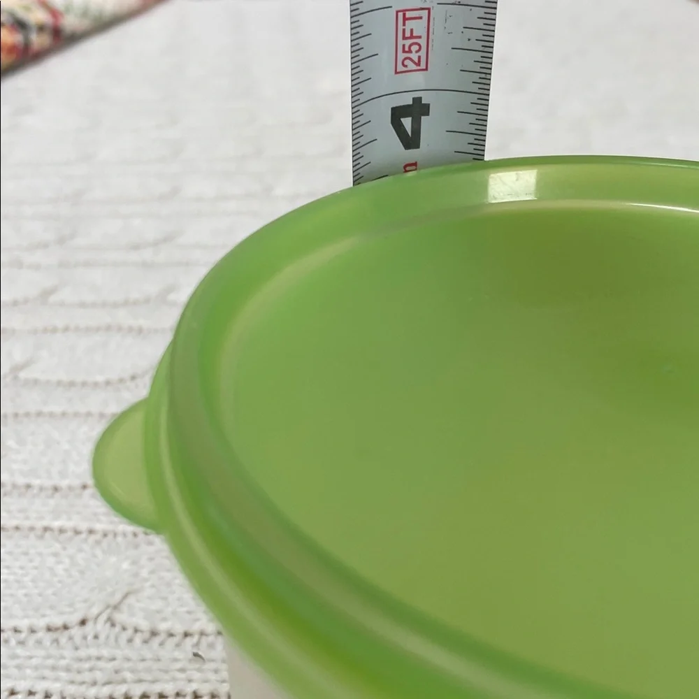 Tupperware storage with light Green Lids. Lot of 2. Round circular
